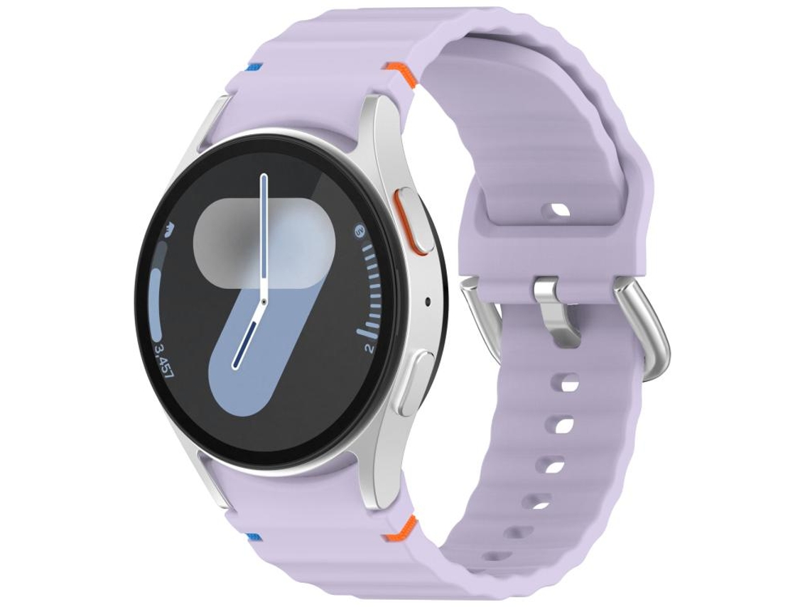 Correa para Samsung Galaxy Watch 7 (40/44 mm) - Silicona con textura ondulada cosida y hebilla plateada.