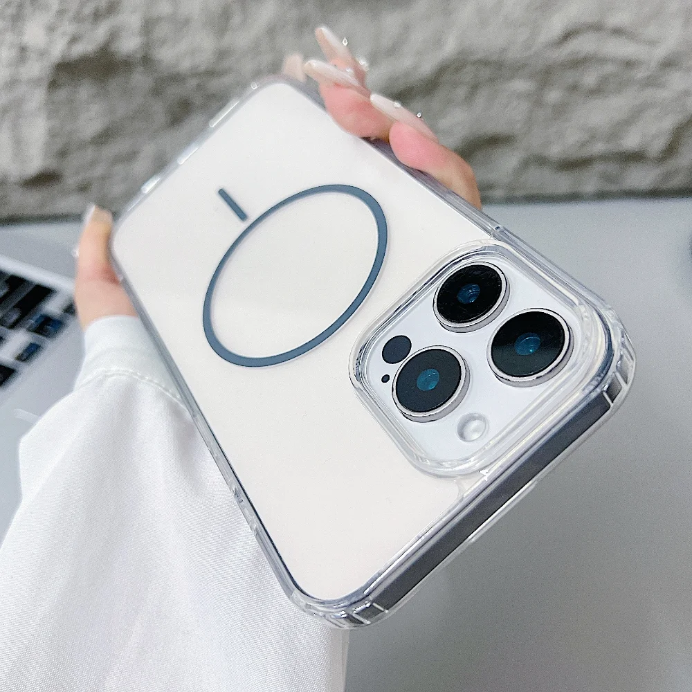 (iphone 12 Pro, Gris) Funda Protectora Magnética Transparente Para Iphone