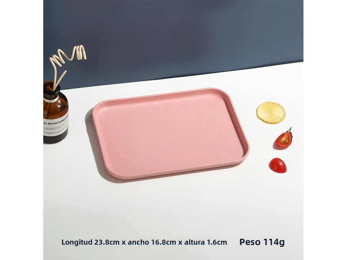 Bandeja rectangular de plástico para uso en restaurantes y hogares, ideal para colocar té y vasos. MDUG (rosa S)