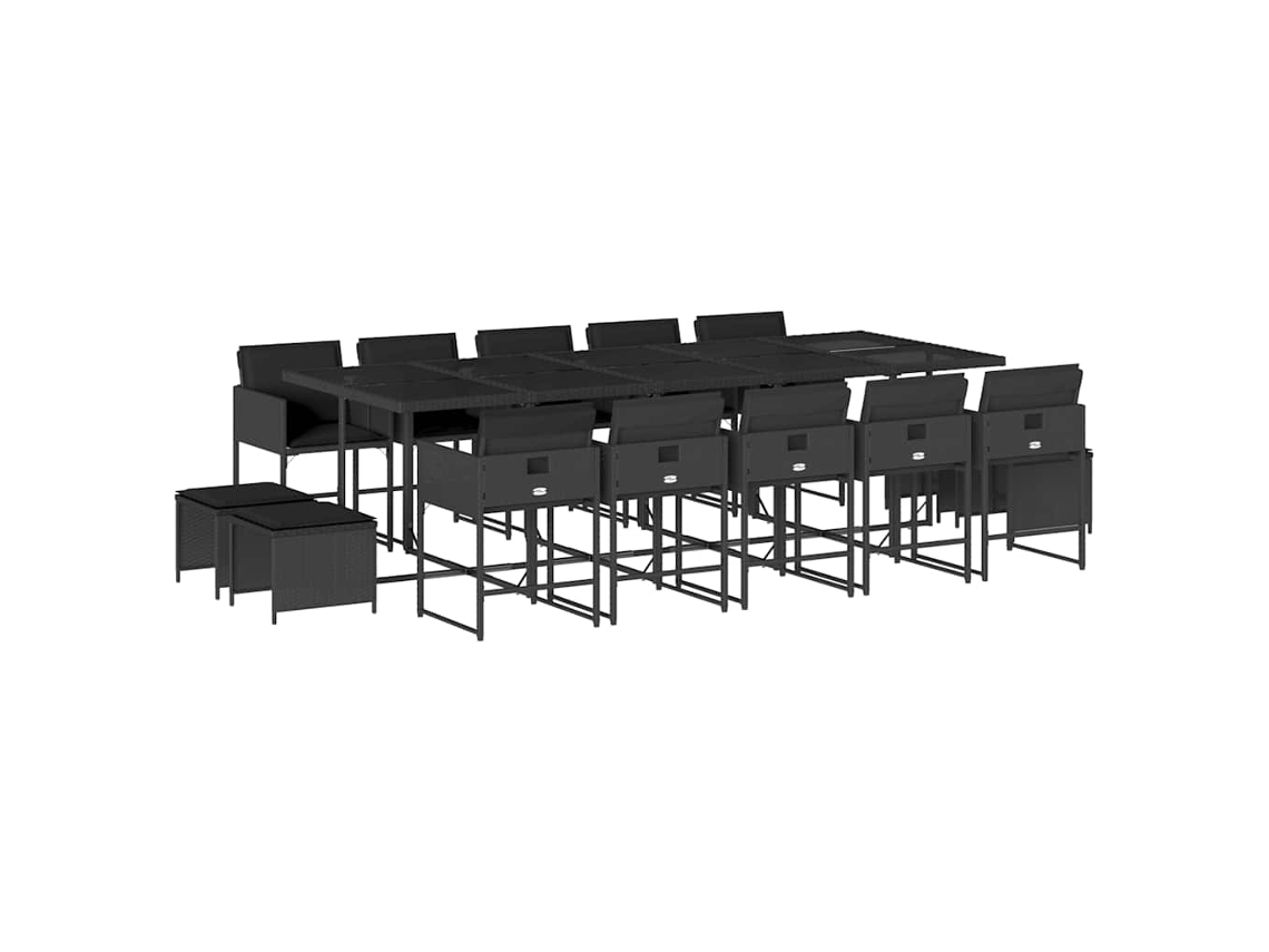Maison Exclusive - Set Comedor De Jardín Con Cojines 15 Pzas Ratán Sintético Negro
