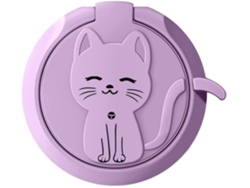 Lindo soporte para anillo de gato animado Liquid Sensation para teléfono móvil morado