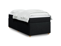 Cama Box Spring Con Colchón Tela Negro 90x190 Cm