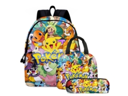 KOHREE Conjunto de tres piezas de mochila para estudiantes POKEMON