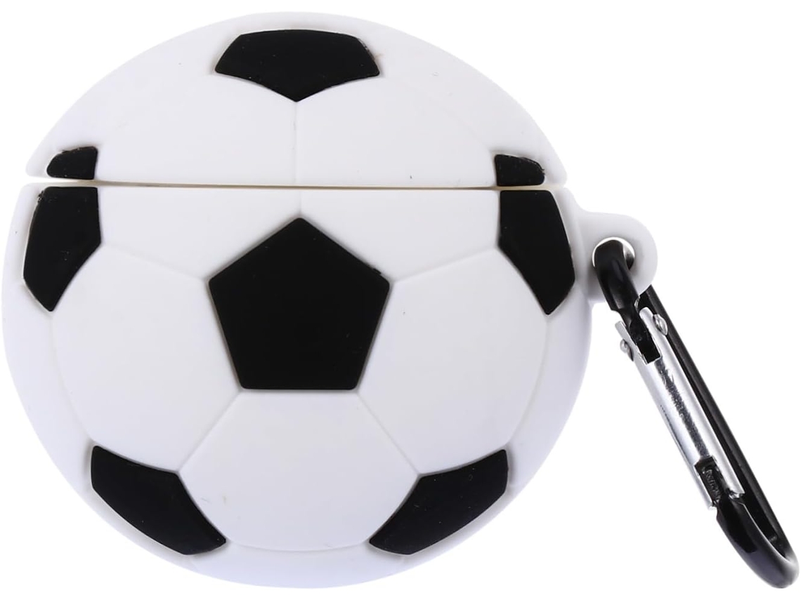 Funda protectora con forma de balón de fútbol americano para auriculares inalámbricos, a prueba de golpes y con gancho antipérdida, Gokoco