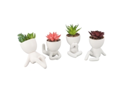2026-set De 4 Plantas Suculentas Artificiales Con Macetas De Cerámica Bonitas Decoración Para Oficina Sala Mesa Escritorio