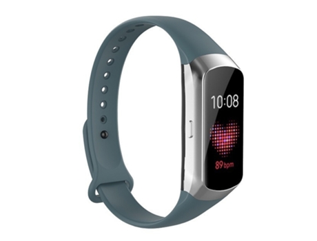 Correa de reloj inteligente para Samsung Galaxy Fit SM-R370 Correa de reloj con botón de clavo de silicona brillante (cian roca)