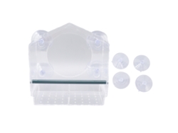 Comedero para pájaros ventilado de acrílico transparente resistente con 4 ventosas.