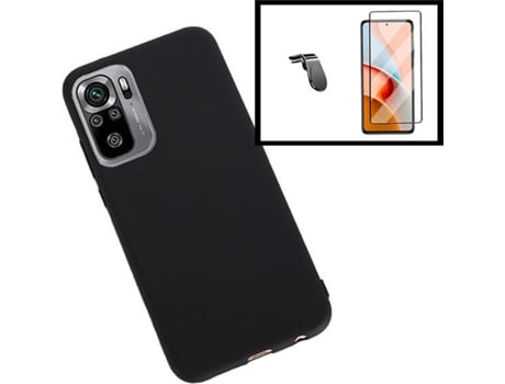 Kit Carcasa, Protector Cristal 5D y Soporte Magnético L Safe Driving Xiaomi Redmi Note 10 5G PHONECARE Silicona Negro