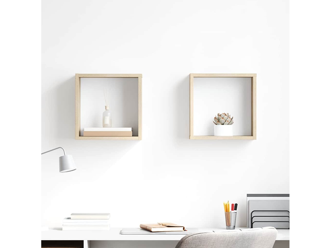Estantes Cubo De Pared | Estante Flotante | Estantería Pared 2 Uds Roble Sonoma 30x15x30 Cm