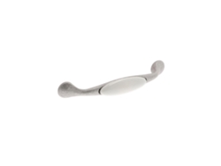 Tirador para muebles de zamac y porcelana, distancia entre centros 128 mm, rayado plateado antiguo, juego de 25 unidades, HARDWAREXCHANGE