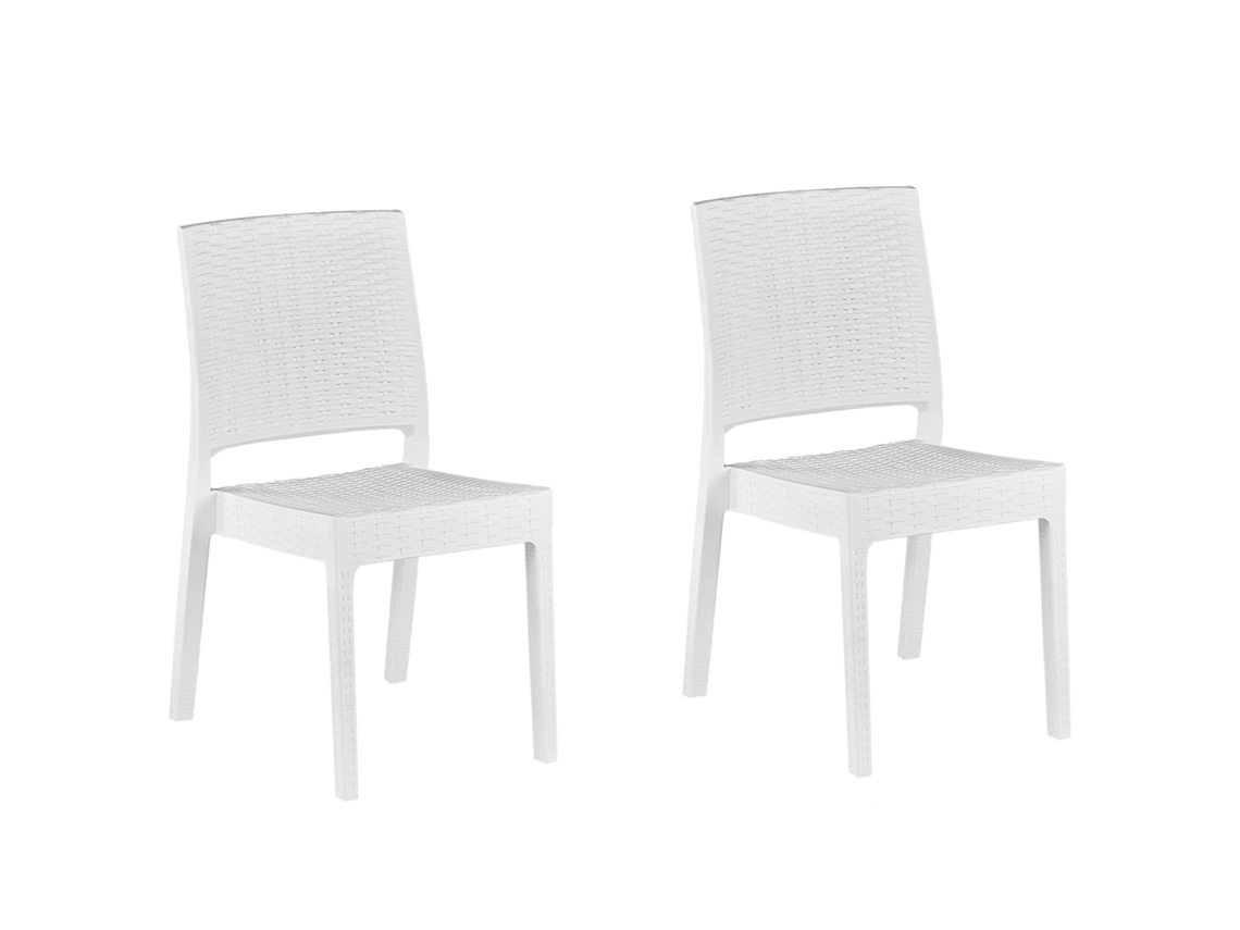 Conjunto De 2 Cadeiras Para O Exterior Beliani Fossano De Material Sintético Branco 60x47x89