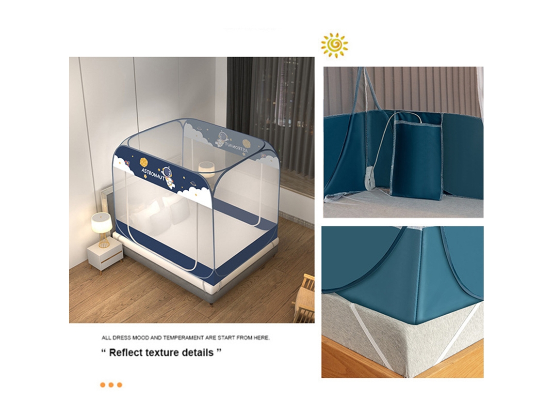 Mosquitera portátil plegable con cremallera y doble puerta, de yurta mongola, de cobertura total y fácil instalación