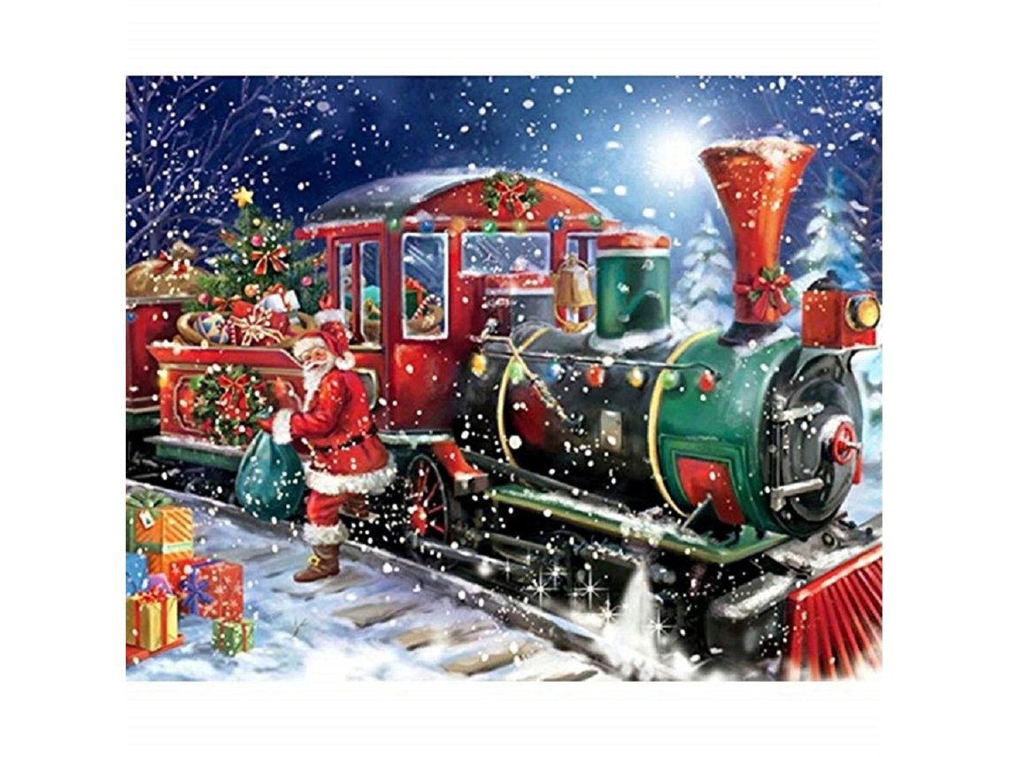 Pintura digital DIY: Papá Noel, muñeco de nieve y gato GX1846