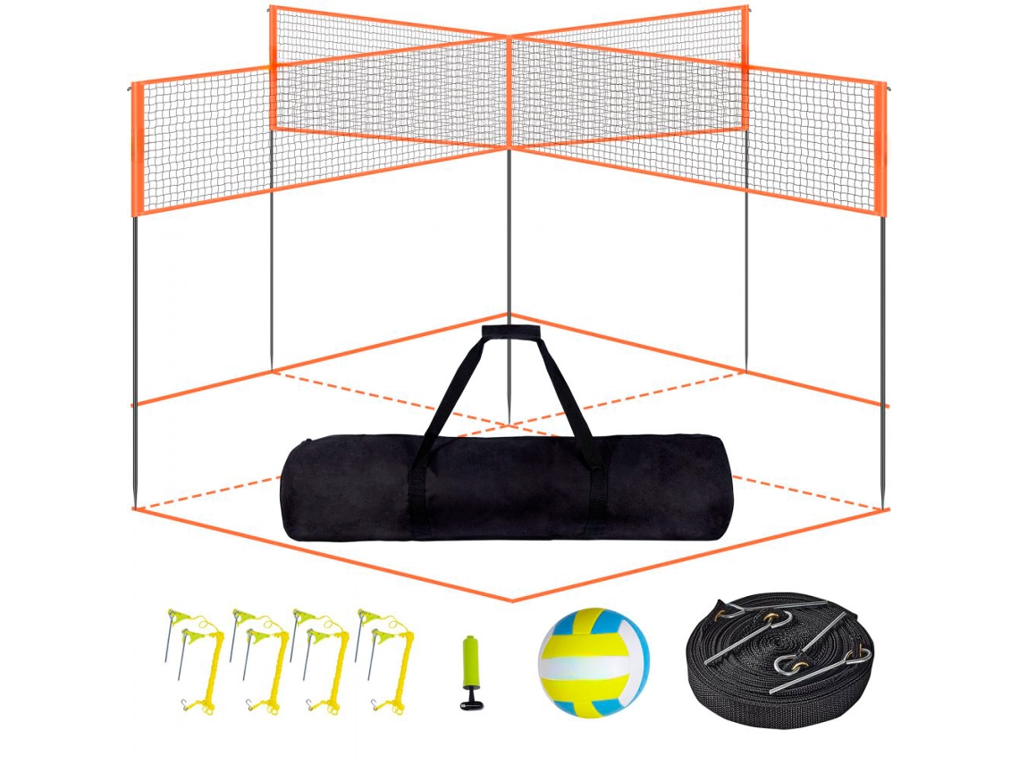 Red de voleibol de 4 vías con altura ajustable y bolsa Tekmaquinas