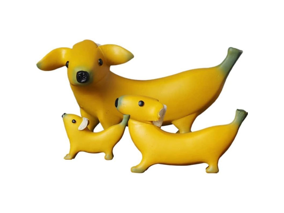 Escultura De Perro Banana, Juego De 3 Piezas Con Tres Cabezas Para Decoración.