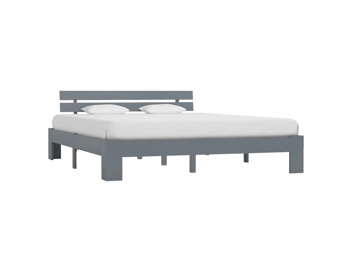 Estructura De Cama Sin Colchón Madera De Pino Gris 160x200 Cm