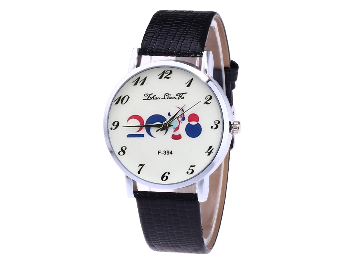 Reloj De Pulsera Unisex Para Parejas Con Esfera De Números Arábigos Y Correa De Pu Negra.