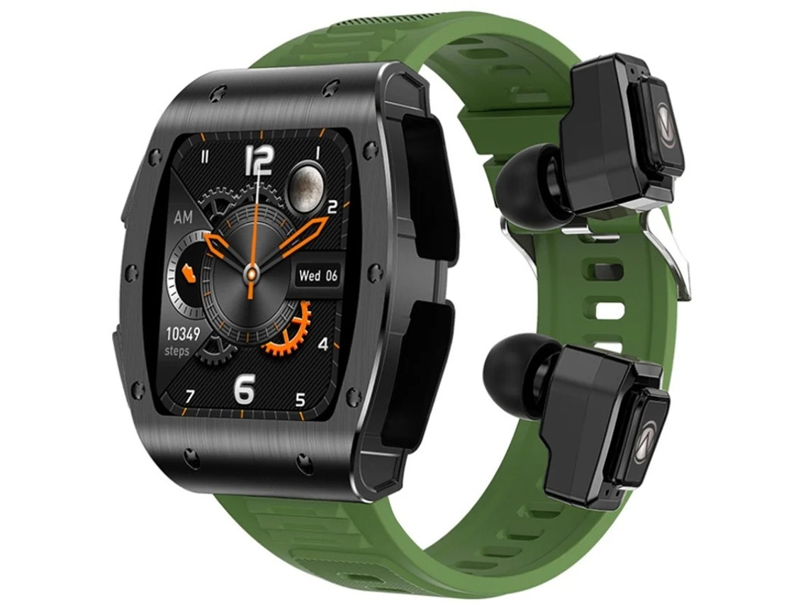 Reloj inteligente Tws 2 en 1 con llamadas por Bluetooth, monitoreo de oxígeno en sangre, modos multideportivos, salud, verde Yizhood