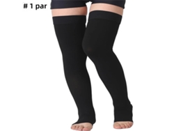 Medias de compresión hasta el muslo, con puntera abierta, 20-30 mmHg Mdug (negro XXL)