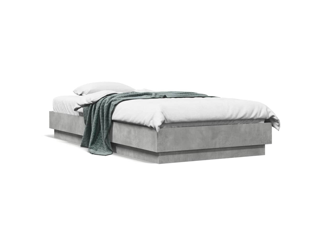 Estructura De Cama Con Luces Led Gris Hormigón 75x190 Cm