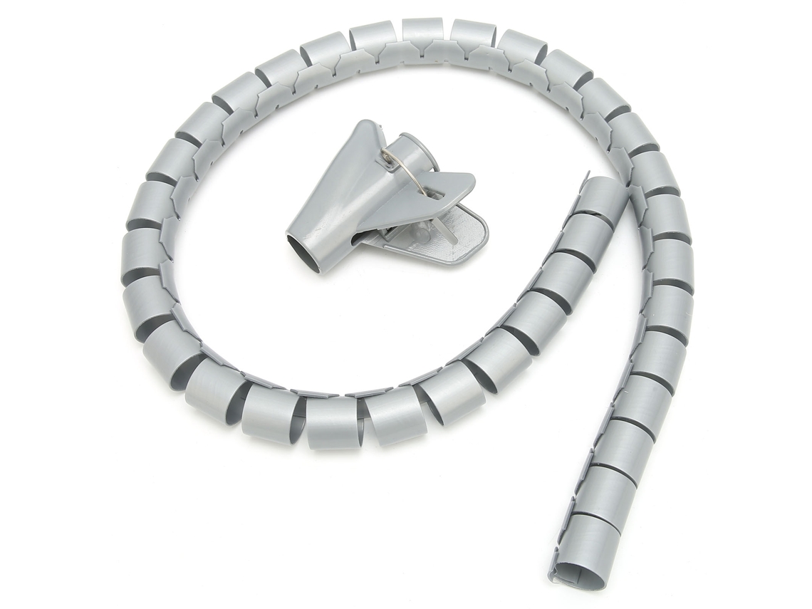 Organizador De Cables, Funda Enrollable, Gestión De Cables, Tubo Abierto Con Clip, 10 M, Gris, 10 Mm De Diámetro, Pe Ignífugo