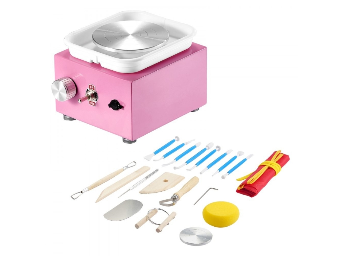 Torno de alfarero eléctrico para niños con kit de herramientas y control bidireccional Tekmaquinas