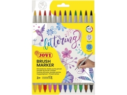 Juego de rotuladores Jovi Brush con 12 rotuladores de punta doble, colores surtidos