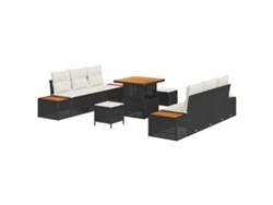 Maison Exclusive - Conjunto De Sofás De Jardín Con Cojín 9 Pcs Negro Poliratán