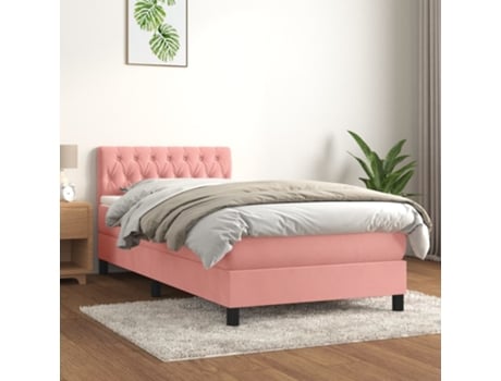 Cama con somier VIDAXL (Rosa - Terciopelo - 193 x 90 x 88 cm)