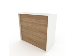 Mostrador de recepción y oficina. Fácil montaje y robusto. Laminado con frontal color Olmo. Fabricado en España. (120x105x50 cm). OFICIT