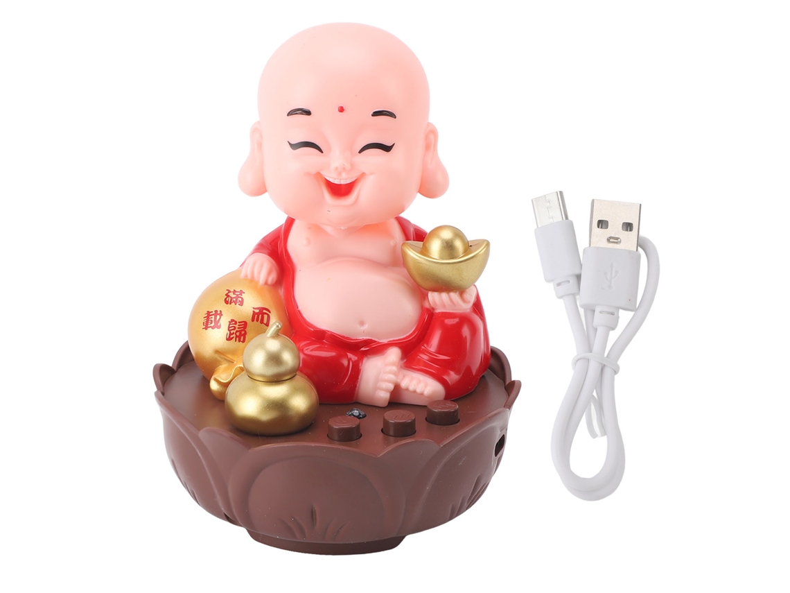 Estatua De Buda Sonriente Con Música, Carga Usb, Volumen Ajustable, Estilo De Dibujos Animados, Color Rojo.
