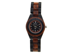 Reloj De Madera Para Parejas Con Correa De Madera Movimiento De Cuarzo Mujer Negro+rojo