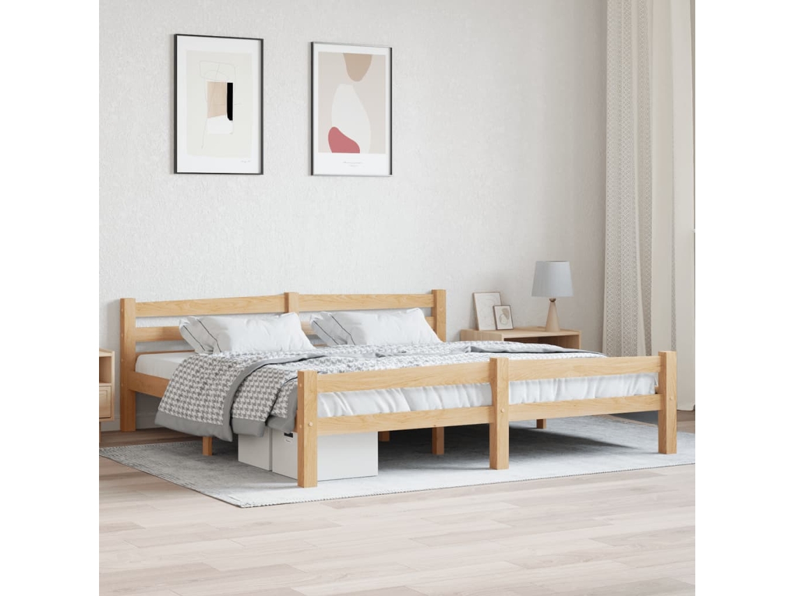 Estructura De Cama Sin Colchón Madera Maciza De Pino 180x200 Cm