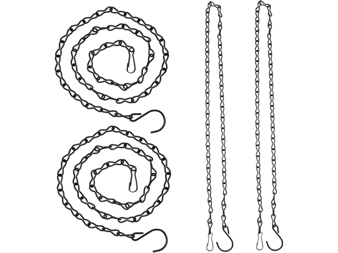 Cadena Colgante Negra De 4 Piezas Inoomp, Fabricada En Metal, Larga Y A La Intemperie, Para Comederos De Pájaros,