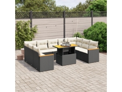 Conjunto de sofás de jardín de 10 piezas DKD Home Decor con cojines de mimbre negros