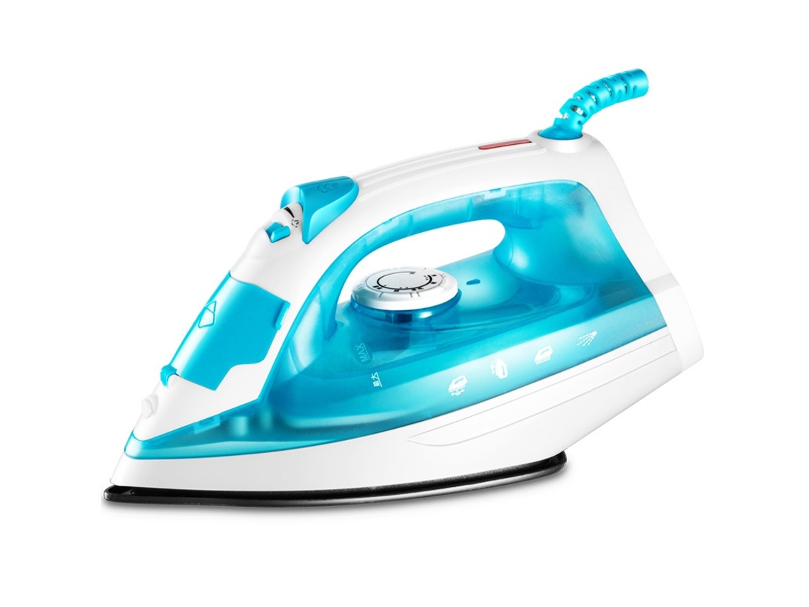 Plancha de vapor compacta, 1200 W, suela antiadherente, potente chorro de vapor azul Siurn