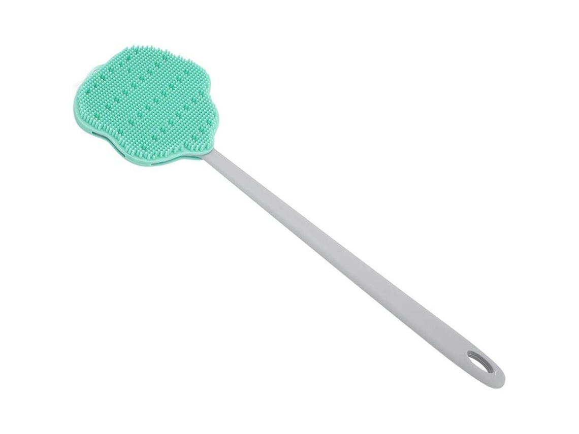 Cepillo De Baño Con Mango Largo De Silicona Y Cerdas Suaves Para Frotar La Espalda.