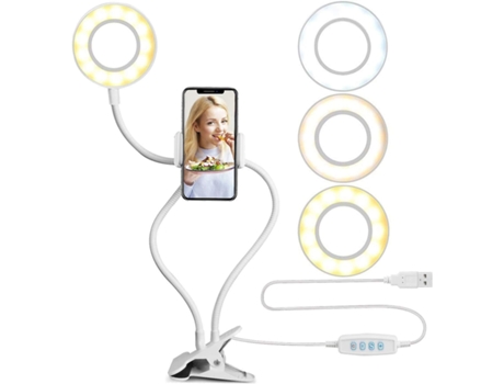 Selfie Ring Light Phone Holder Flexible Arm Stand Gooseneck Mount Live Streaming Bracket
