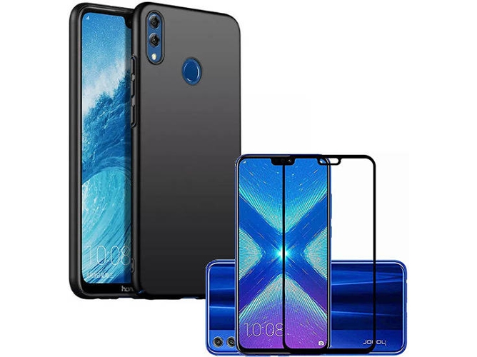 Kit Carcasa y Protector Cristal 5D Honor 8X Max SlimShield Negro