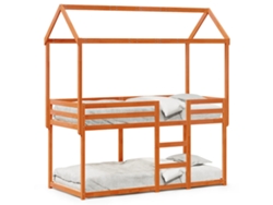 Litera con techo 90x190 cm Pino macizo marrón miel Dkd Home Decor