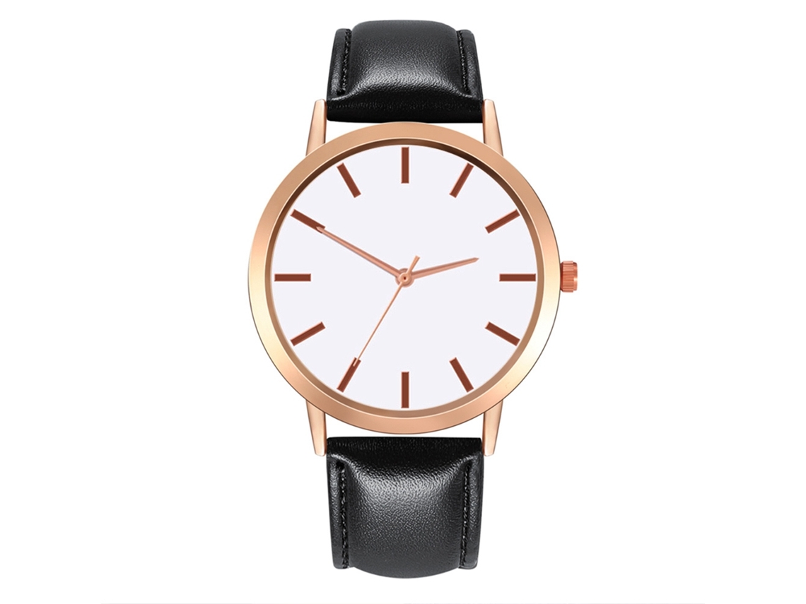 Reloj De Pulsera De Moda Para Mujer Con Correa De Cuero, Esfera Redonda Y Movimiento De Cuarzo Negro.