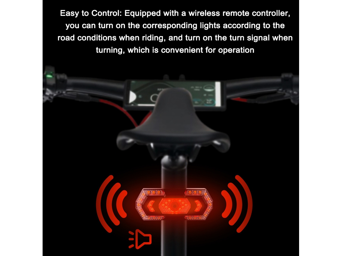 Luz Trasera Led Para Bicicleta Con Intermitente, 5 Modos, Control Remoto, Recargable E Impermeable.