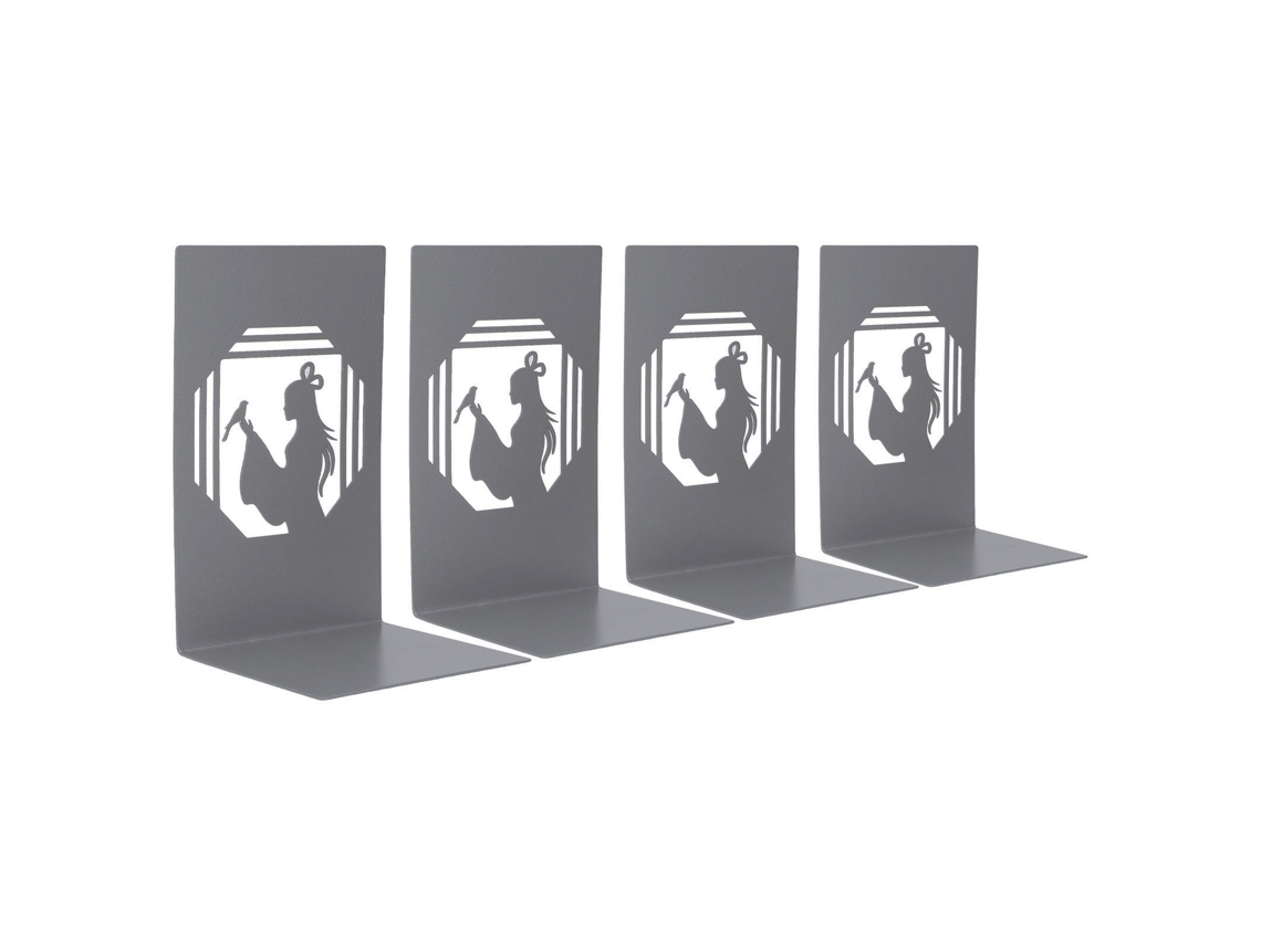 4 Piezas Soporte De Libros De Metal Antideslizante Exquisito Diseño Decorativo Portátil Para Escritorio
