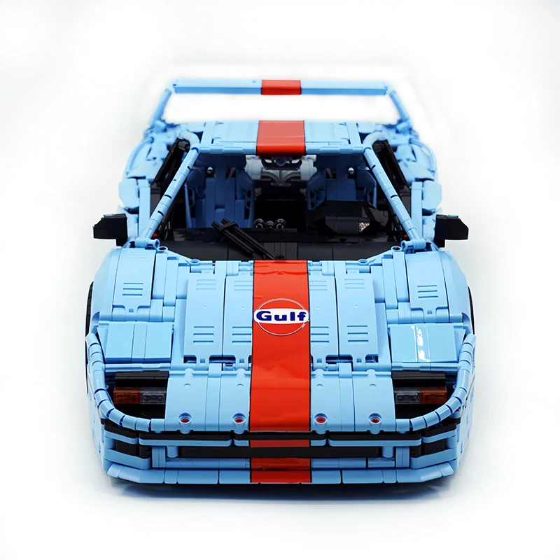 Coche Deportivo Azul Gulf Oil, Modelo A Escala 1:8, Bloques De Construcción, Rompecabezas, Juguete, Adorno De Escritorio