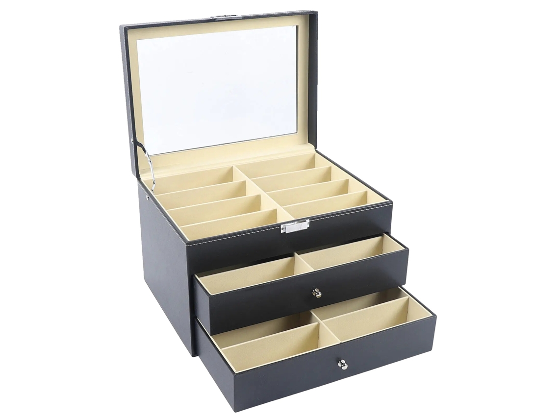 Caja de presentación, organización elegante, diseño multicompartimento, OEM negro