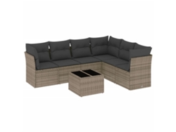Maison Exclusive - Set De Sofás De Jardín 7 Piezas Con Cojines Ratán Pe Gris