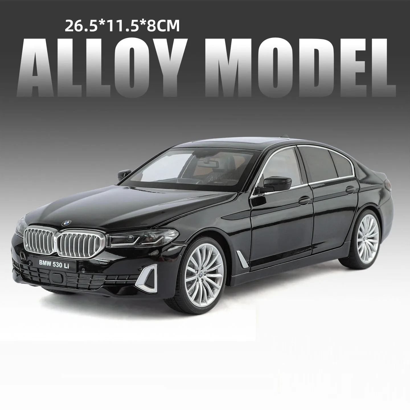 (530li Negro) 1:18 - Coche deportivo en miniatura - Aleación fundida a presión - Puertas que se abren - Adorno para decoración del hogar