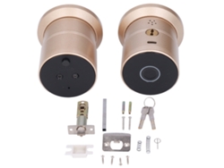 Cerradura digital inteligente con sensor de huellas dactilares para uso en interiores.