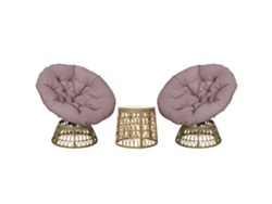 Conjunto De Bistró, 3 Piezas: Mesa, 2 Sillas, Cojines, Amarillo.