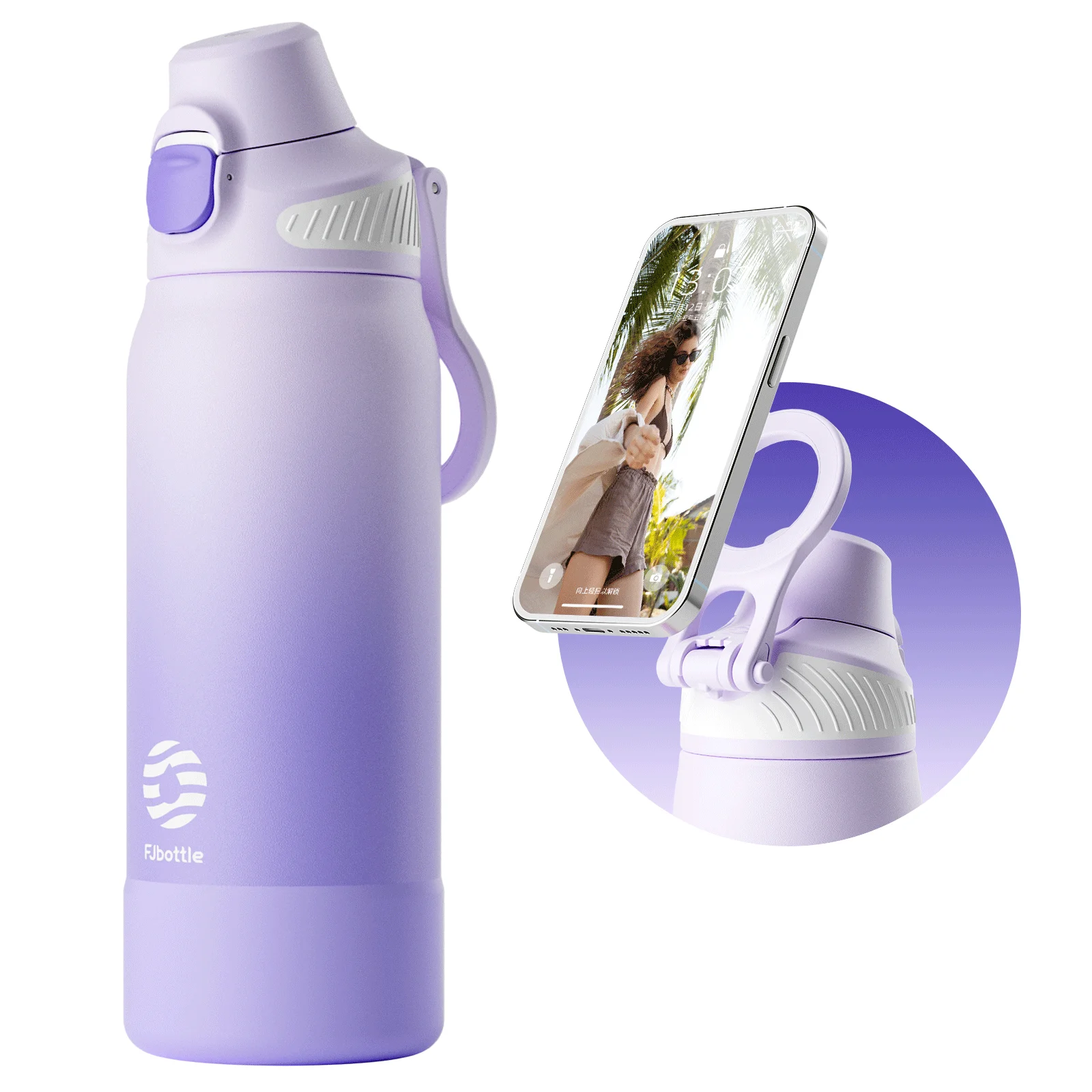 (morado, 1000 Ml) Botella De Agua Magnética Con Aislamiento Térmico, A Prueba De Fugas, Portátil, Ideal Para Deportes, Viajes Y Acampada.